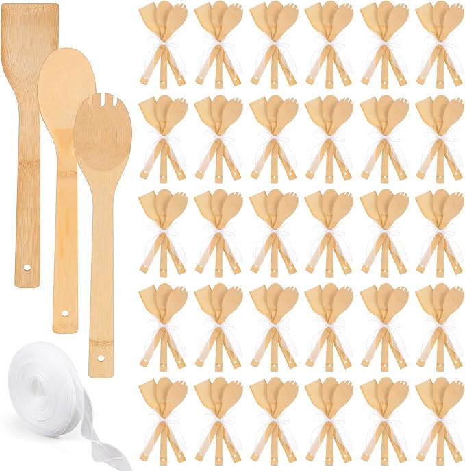 Reallnaive 108 Pcs Bamboo Spatula Wooden Kitchen Utensil Bulk 12''wood Spoon by Unknown