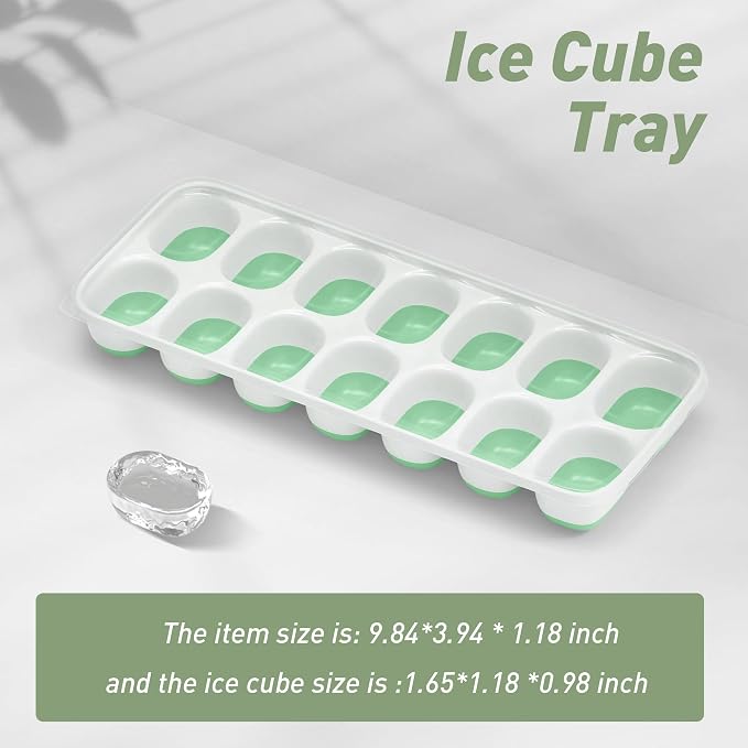 ChefAide Ice Cube Tray with Lid, 4 Packs 56 Cubes Durable Stackable Ice Cube - Image 3