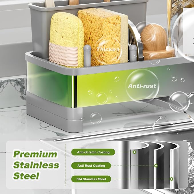 Ewaiira Stainless Steel Sink Caddy, Sponge Holder - Image 4
