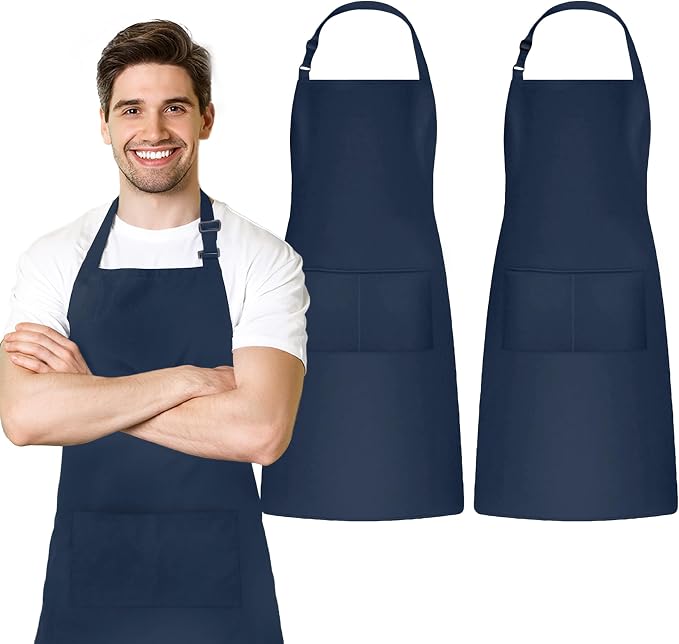 Adjustable Bib Apron 100% Polyester Kitchen Aprons Waterdrop Resistant Aprons by Avalon+Kitchen