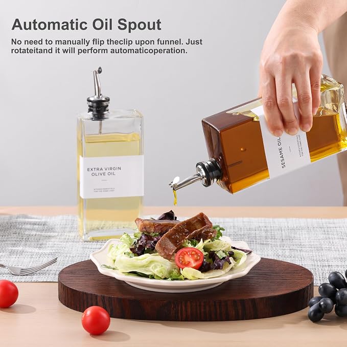 Olive Oil Dispenser Bottle for Kitchen, 3 Pack Glass Oil and Vinegar Dispenser - Image 5
