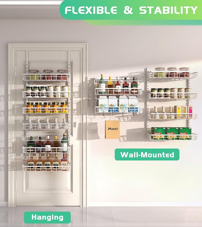 Mefirt Over The Door Pantry Organizer, Wall Mount Spice Rack, Pantry Hanging - Image 6