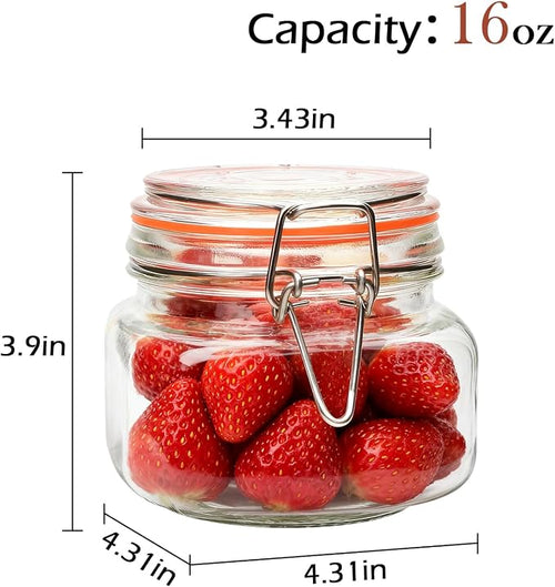 16 oz Glass Jars With Airtight Lids And Leak Proof Rubber Gasket, Wide Mouth - Image 2