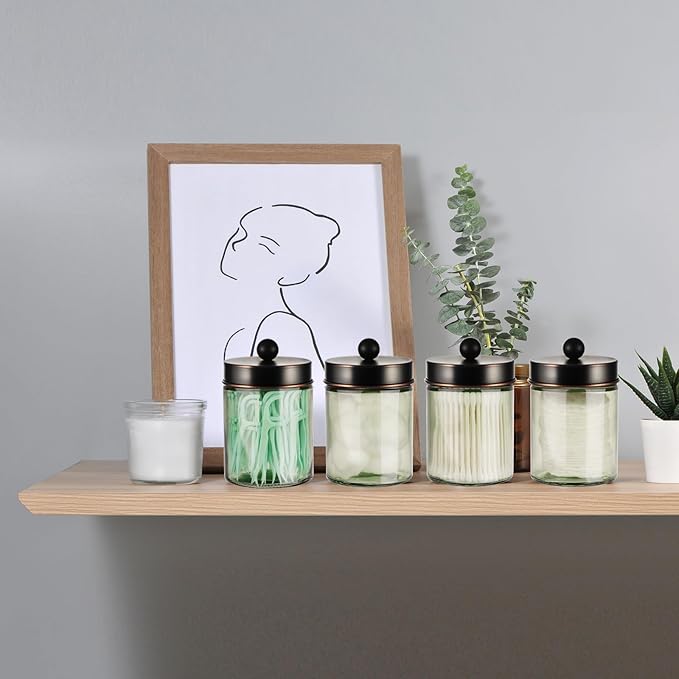 3 Pack Apothecary Jar Canisters Bathroom Vanity Organizer - Image 5