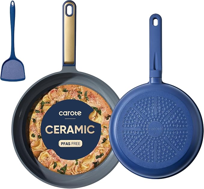 CAROTE 9.5'' and 11'' Nonstick Ceramic Frying Pan Skillet, Non Stick Skillet by CAROTE