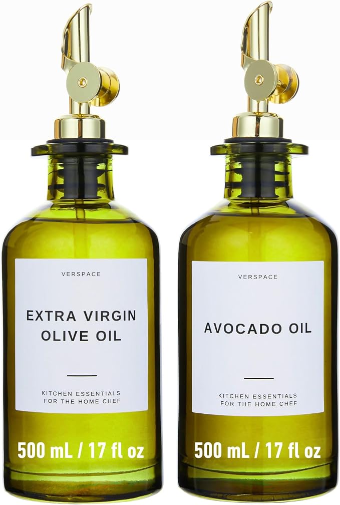 Verspace UV-Protected Green Glass Olive Oil Dispenser Bottles by Verspace