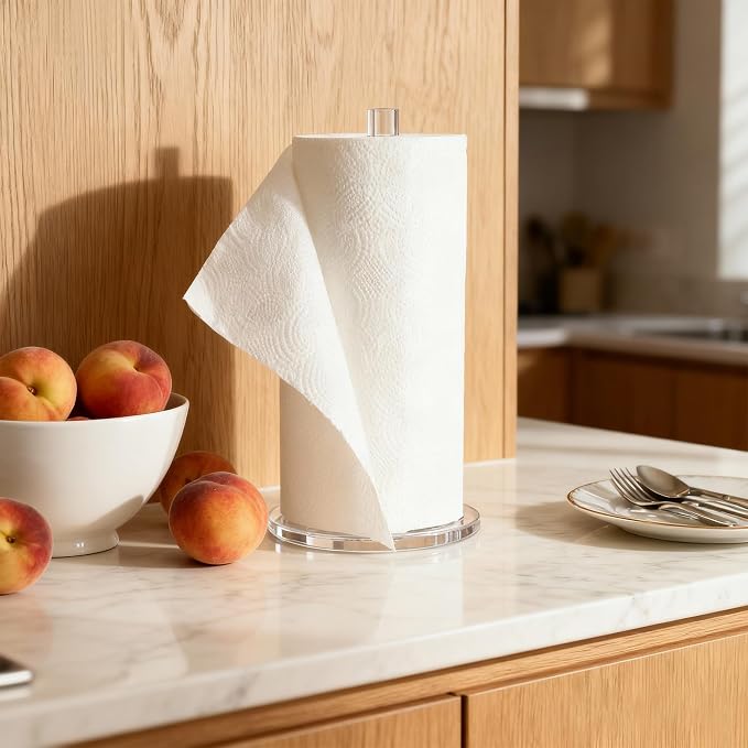 WORHE Paper Towel Holder Countertop Clear Acrylic 5.9" Diameter Thickening - Image 4