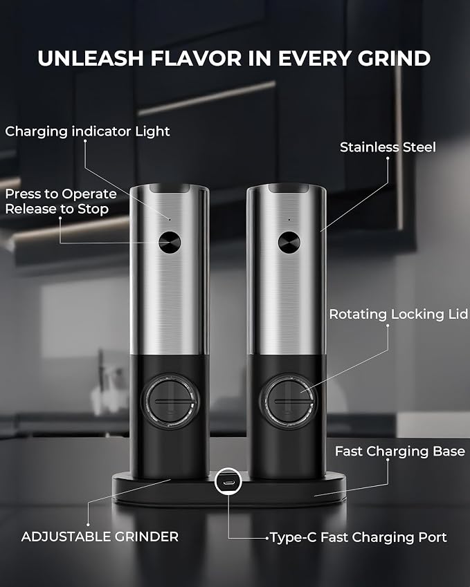 Electric Salt & Pepper Grinder Set - Image 6