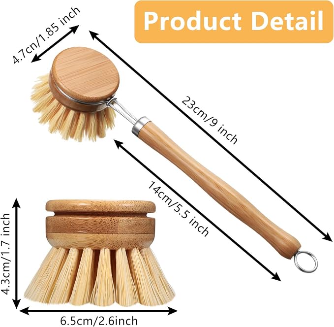 Patelai 8 Pieces Wooden Kitchen Dish Brush Include Bamboo Scrub Cleaning Brush - Image 2