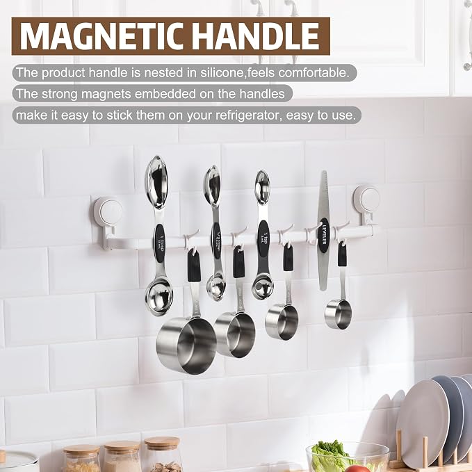 Magnetic Measuring cups and spoons Set, 5 Stainless Steel Magnetic Measuring - Image 3