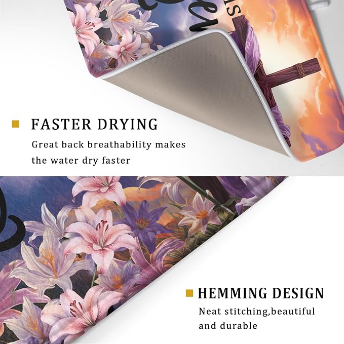 Easter Cross He is Risen Dish Drying Mats 18x24 Inch Spring Drying Mat - Image 3