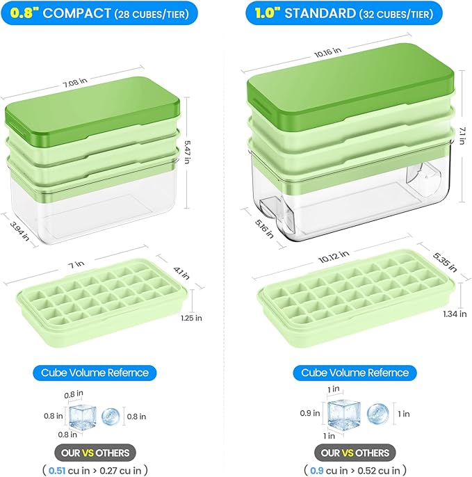 PHINOX Ice Cube Tray with Lid and Bin, 3 Pack Plastic Ice Cube Tray Molds - Image 4