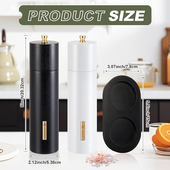 Wooden Salt and Pepper Grinder Set Manual Salt and Pepper Mill - Image 3
