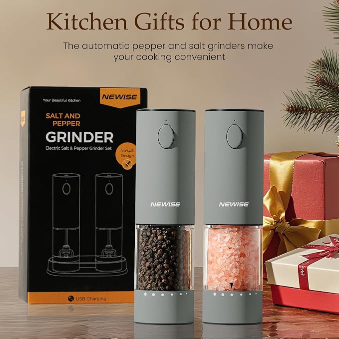 Newise Electric Salt and Pepper Grinder Set, Rechargeable - Image 7