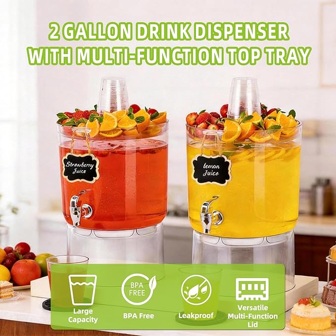 2 Gallon Beverage Dispenser for Parties, BPA-Free Drink Dispenser - Image 6