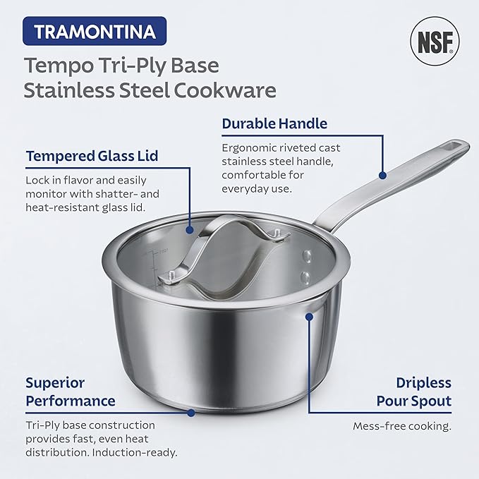 Tramontina Tempo Tri-Ply Base Stainless Steel 7-Piece Cookware Set - Image 4
