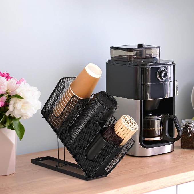 Paper Cup and Lid Holder with Straw Organizer - Image 5