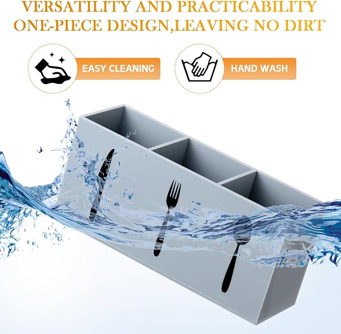 Suzile Acrylic Cutlery Storage Organizer Bin Silverware Caddy Countertop Knife - Image 3