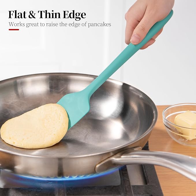 Silicone Flat Spoon Spatula Set, Luxiwise 600ºF Heat Resistant Kitchen Baking - Image 7