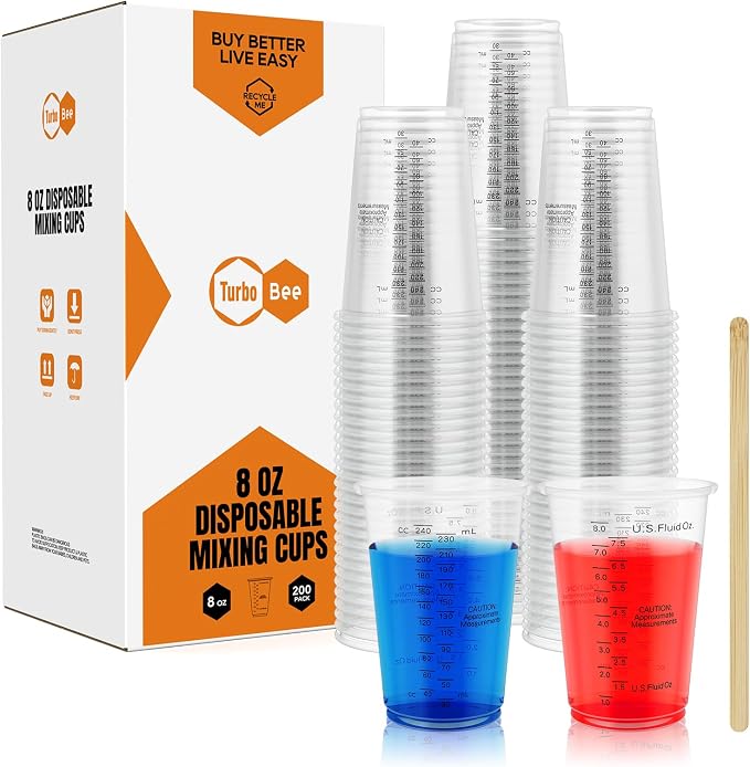 Turbo Bee Plastic Measuring Cups 8OZ, 200 PACK Disposable Mixing Cups by TurboBee