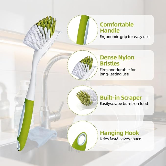 Dish Brush Scrub Brush with Handle - Image 6