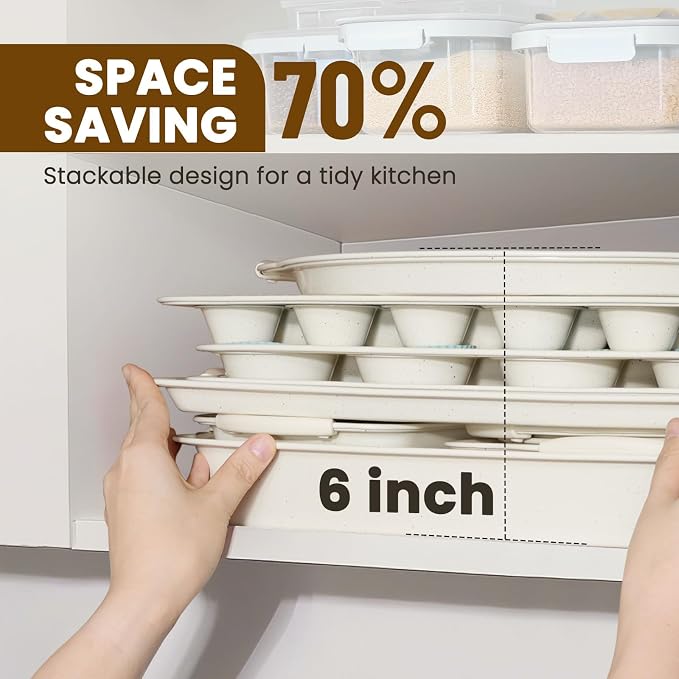 Kikcoin 22 PCS Nonstick Baking Pans Set, Stackable Bakeware Sets - Image 6