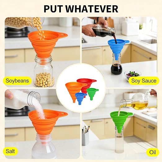 4-Pack Kitchen Funnel Set, Small and Large, Upgraded Kitchen Gadgets - Image 4