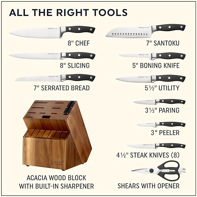 Chicago Cutlery Insignia Triple Rivet Poly Kitchen Knife Block Set - Image 2