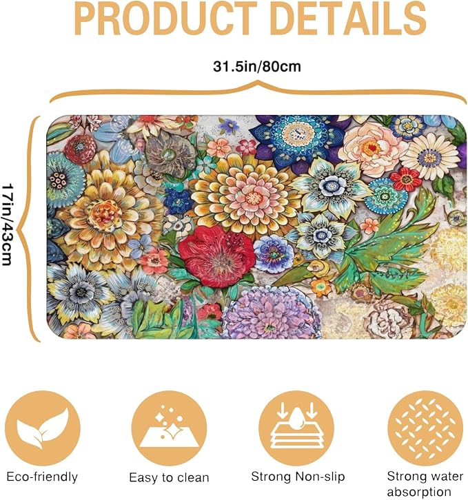 Kitchen Countertop Dish Drying Mat, Super Absorbent Coffee Bar Mat - Image 5