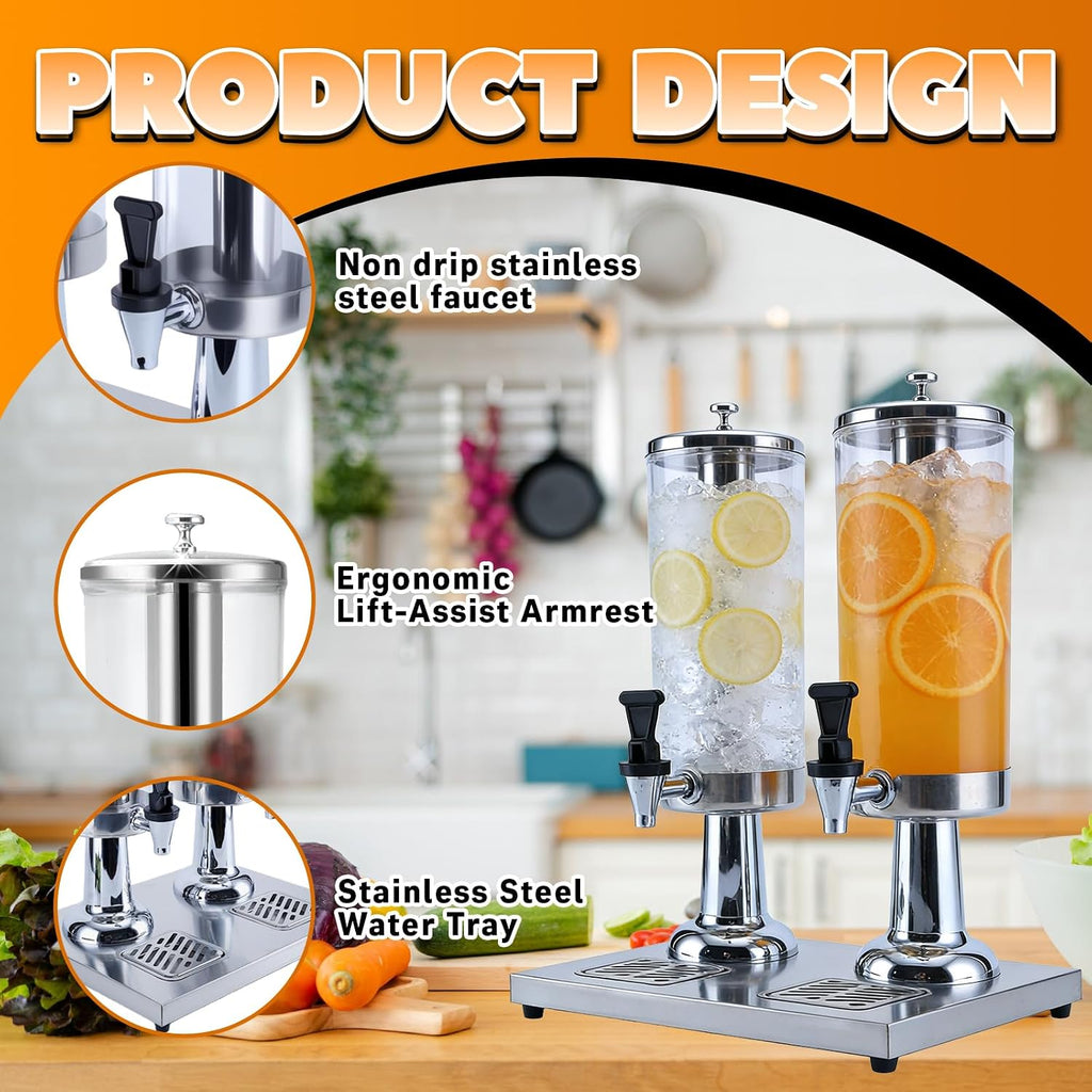 2-Gallon Drink Dispenser with Stainless Steel Drip Tray - Party