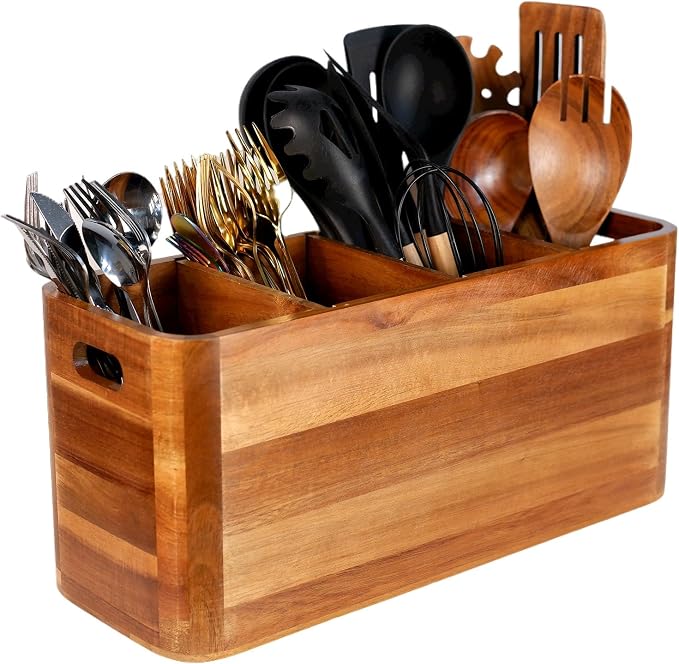 Wooden Kitchen Utensil Holder Organizer by Brightdeer