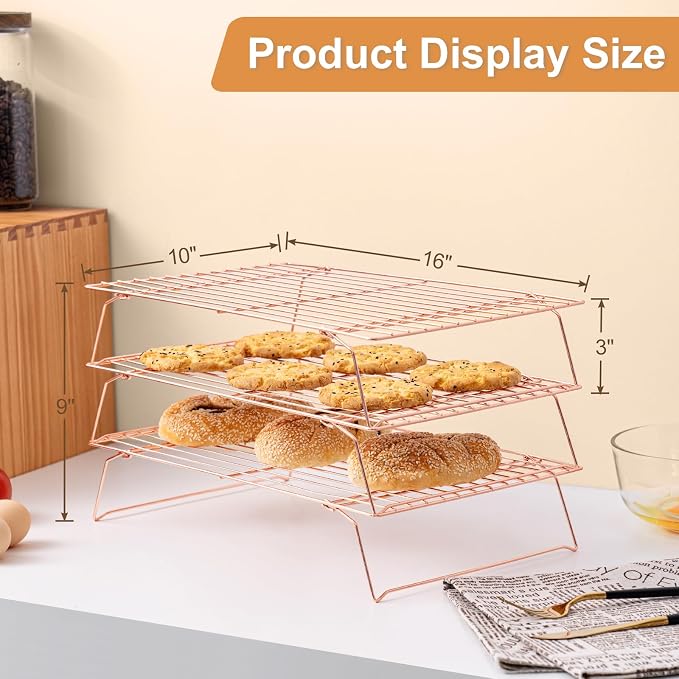Cooling Rack for Baking 3 Tiers, Stainless Steel Baking Cooking Cooling Racks - Image 2