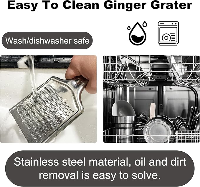 Ginger Grater Tool, Stainless Steel Grater Rustproof 8.46"x4.16" Large Size - Image 4