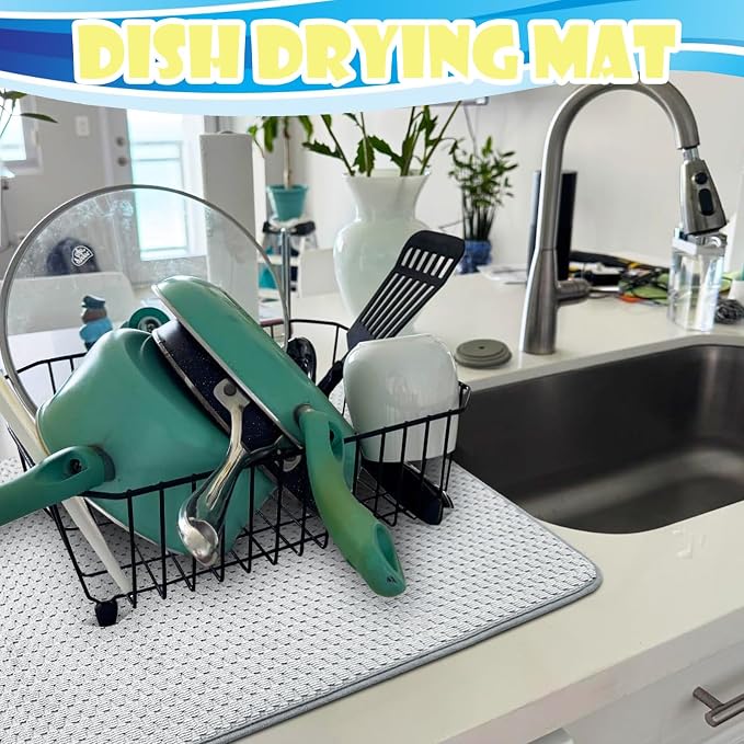 3 Pack Microfiber Dish Drying Mat, 24 x 17 inch Super Absorbent Drying Pad - Image 4