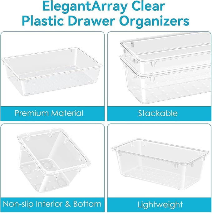 ElegantArray 12 PCS Drawer Organizer Set, 4 Sizes Tool Storage Trays, - Image 5