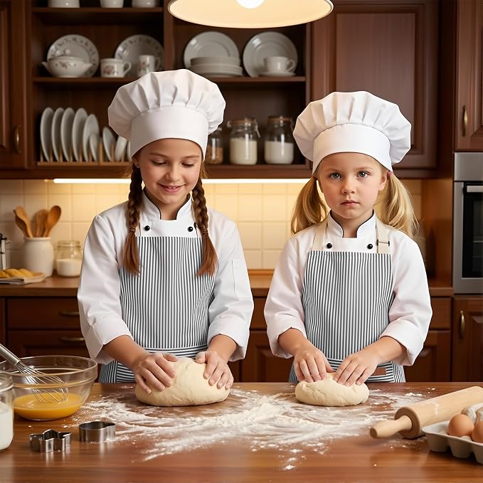 2 Pack Stripes Kids Apron, Kids Cooking Aprons - Image 6