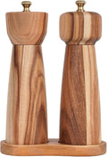 Salt and Pepper Mill Set with Tray, Adjustable Ceramic Grinder Salt Mill by DeroTeno