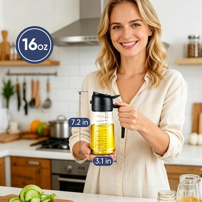 Olive Oil Sprayer for Cooking – 2 in 1 Olive Oil Dispenser Bottle for - Image 2