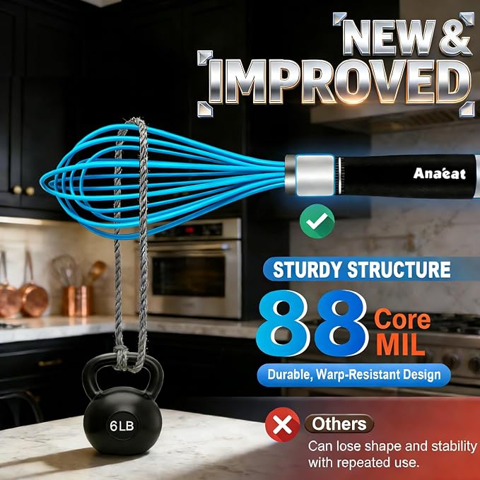 Anaeat Silicone Kitchen Whisk Set of 4, Milk and Egg Beater Blender - Image 6