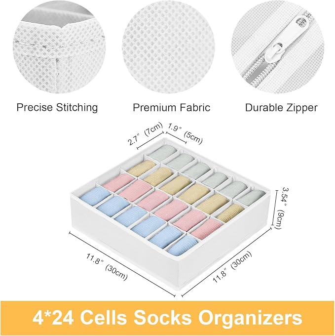 Joyoldelf Sock Drawer Organizer Divider Underwear Organizer 24-cell Fabric - Image 2