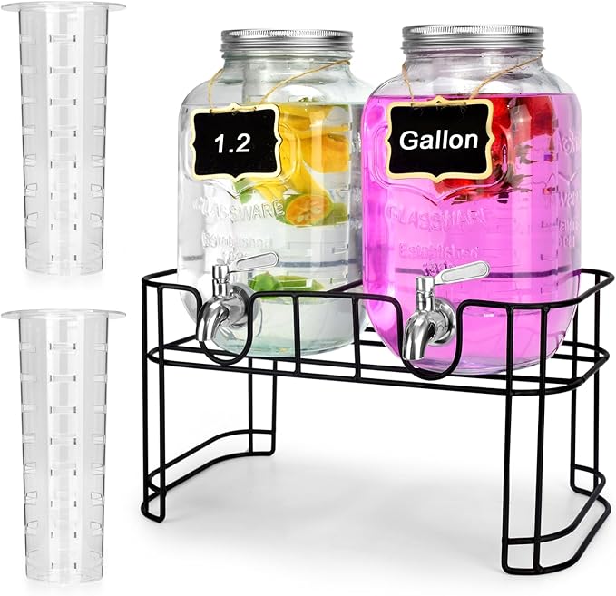 DD&HAPP Glass Drink Dispensers For Parties.1.2 Gallon Beverage Dispensers by DD%26HAPP