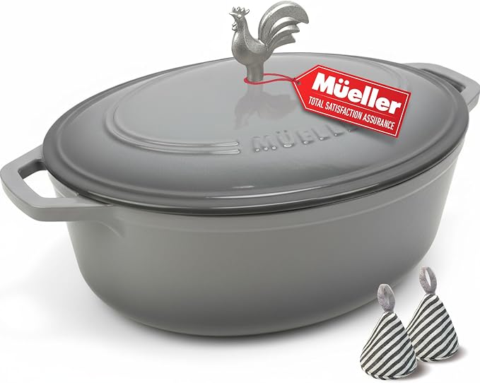 MUELLER HOME 5.5 Quart Enameled Cast Iron Oval Dutch Oven by MUELLERHOME