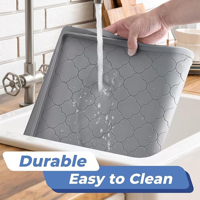 Jin&Bao Waterproof Under Sink Mat 28" x 22", Thick Silicone Mat Cabinet - Image 4