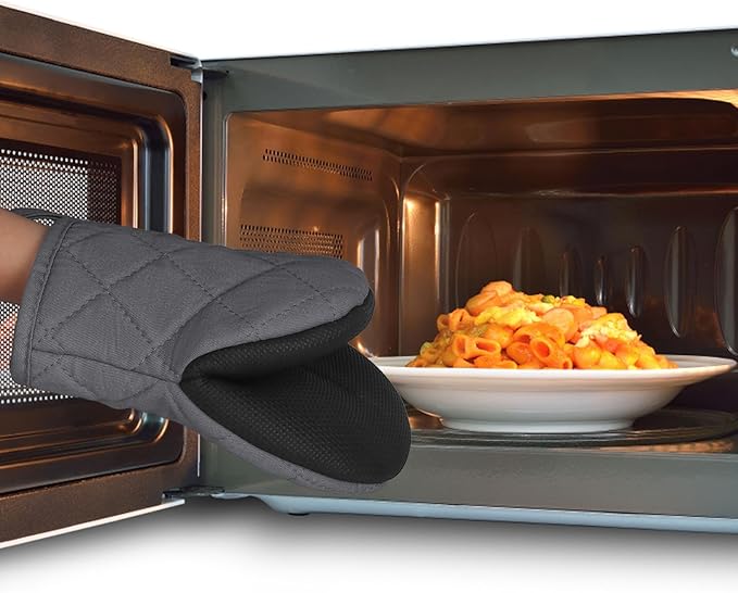 Short Oven Mitts, Heat Resistant 500°F, Silicone Grip Kitchen Gloves, Non-Slip - Image 7