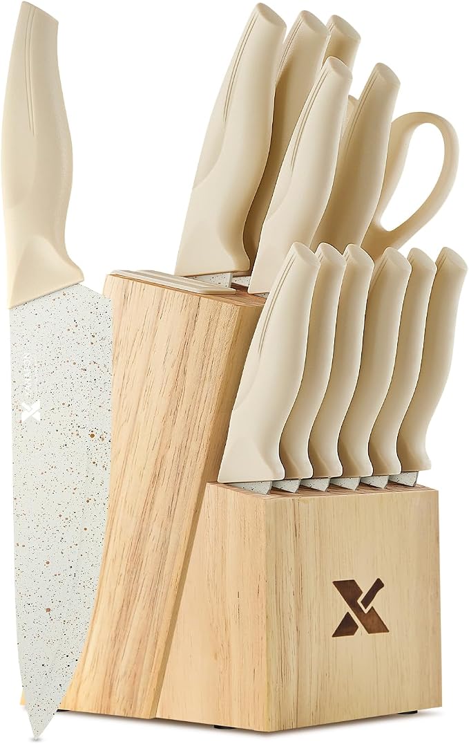 XANAPON Knife Set, Dishwasher Safe Kitchen Knife Set, CreamWhite Ergonomic by Xanapon
