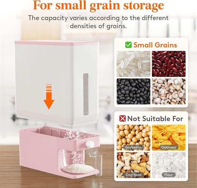 Lifewit Rice Dispenser 25 Lbs, Rice Storage Container Sealed Moisture Proof - Image 6