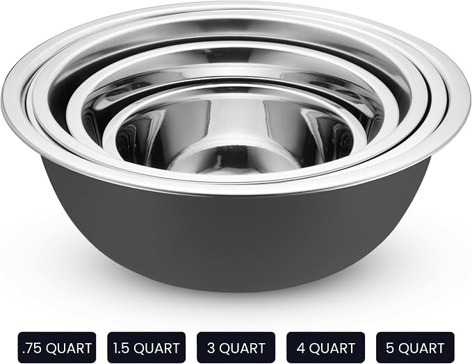 WHYSKO Stainless Steel Mixing Bowl Set, 10 Piece Stainless Steel Mixing Bowls - Image 5