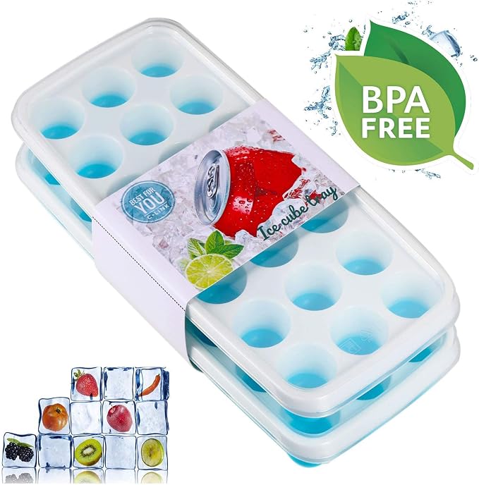 Ice Cube Trays Easy Release-Odor free, Spill Resistant Lid Included, 2 Pack - Image 7