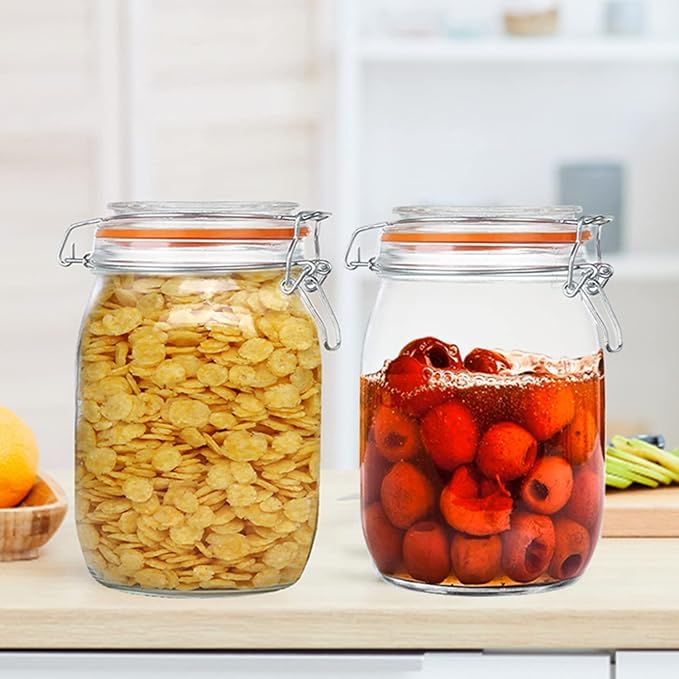 Glass Jars 32oz, Airtight Glass Food Storage Jar - Image 4