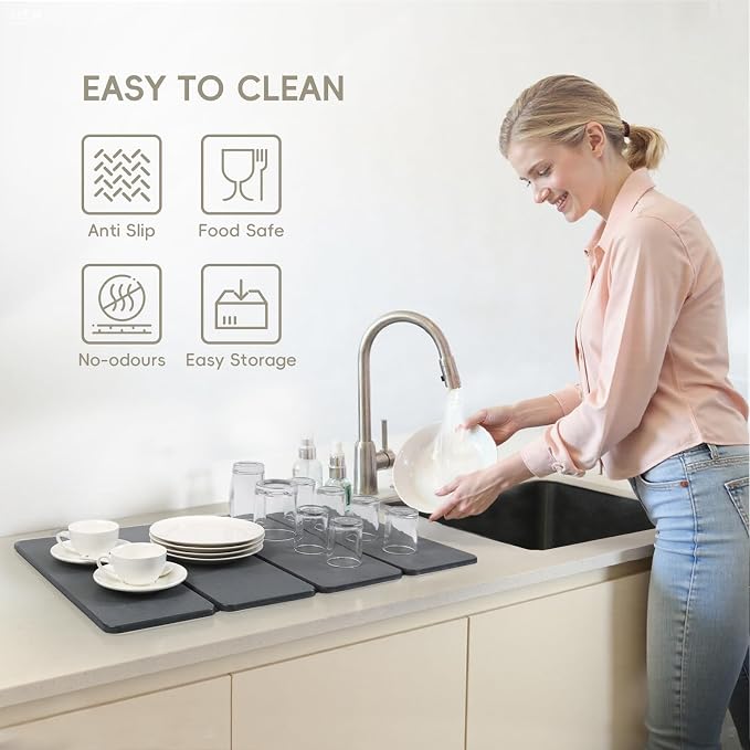 Small Stone Drying Mats for Kitchen Counter, Quick Dry Stone Dish Drying Mat - Image 5